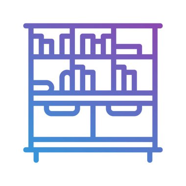 Kitaplık gradyan simgeleri. Üniversiteler, okullar ve mobilyalar için kullanılabilir. düzenlenebilir vuruş, web siteleri, UI ve arayüzler için uygun.
