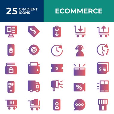 Ticaret simgeleri ayarlandı. Mağaza sembolleri için düzenlenebilir Gradyan dolgu tasarımı. Web siteleri, UI ve mobil uygulamalar için mükemmel.