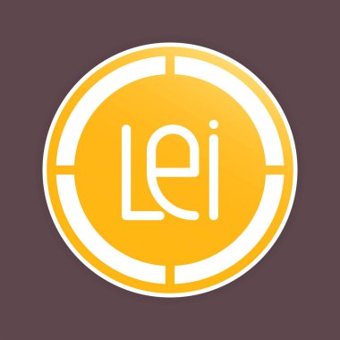 Ley ya da Ley madeni para simgeleri. UI tasarımı için Rumen para sembolü ve renk gradyanı para birimi doldurma simgeleri.