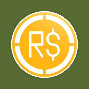 Gerçek madeni para simgeleri. Brezilya para sembolü, Zarif gradyan dolgu efektli para birimi logosu.