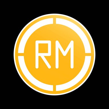 Halkalı madeni para simgeleri. Malezya para sembolü, küresel para birimlerinin düzgün gradyan dolum logosu.