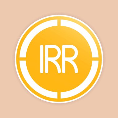 Rial madeni para simgeleri. İran para sembolü, altın para birimi dolgusu olan modern finans logosu.