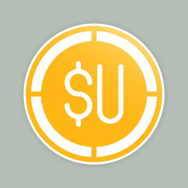 Peso madeni para simgeleri. Uruguay para sembolü, para birimi simgesi, gradyan dolgu renk şeması olan simge simgesi.