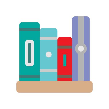 Kitap rafı simgeleri. Minimalist tasarımı olan ofis sembolü.