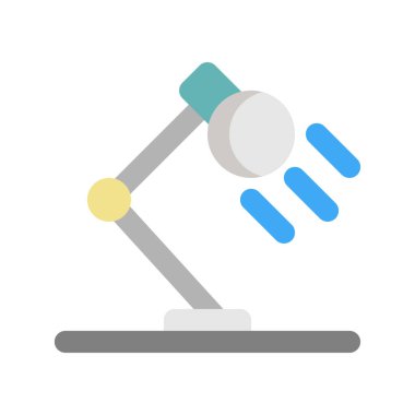 Masa lambası düz simgeleri. Ev, işçiler ve dekorasyon için mobilya sembolü.