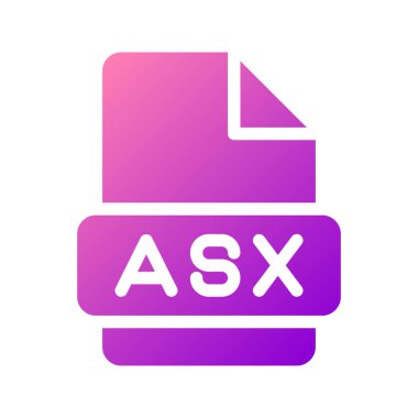 Asx video file symbol with elegant gradient color fill clipart