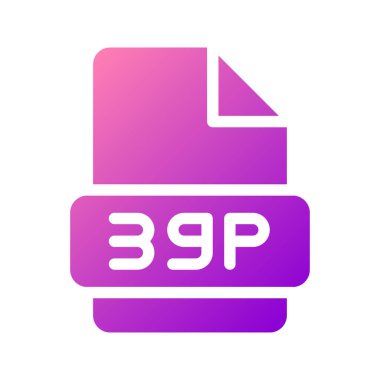 3gp video file format icon with modern gradient fill clipart