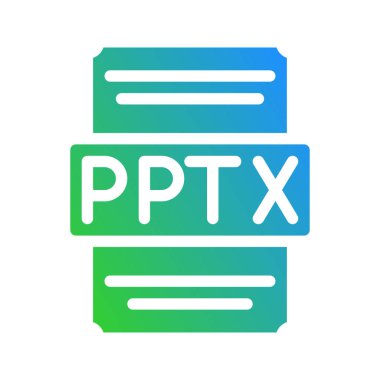 Pptx tablo dosya tasarım simgesi ve temiz gradyan renk elemanları. Web sitesi, UI ve mobil uygulama için uygundur.