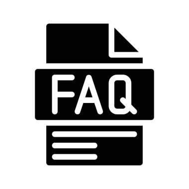 Faq Glyph Simgesi. Sık sorulan soruların Dosya Belgesi simgesi kısaltma listesi