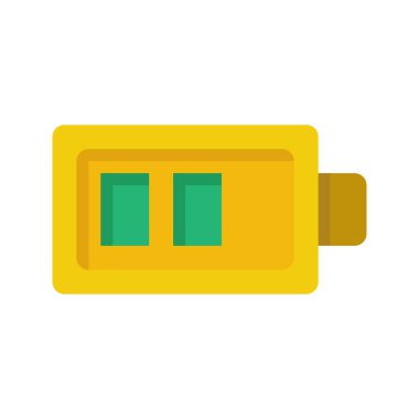 Batarya Düz Simgesi. Yazılım ve Aygıt Tasarım Simgesi için uygundur. Vektör İllüstrasyonu.