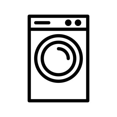 Çamaşır Makinesi Taslak Simgesi. Düzenlenebilir Vuruş. Web sitesi UI ve mobil uygulamalar için kullanılabilir.