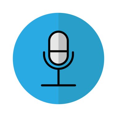 Mikrofon Düz Simgesi. Düzenlenebilir Vuruş. Web sitesi UI ve mobil uygulamalar için kullanılabilir.