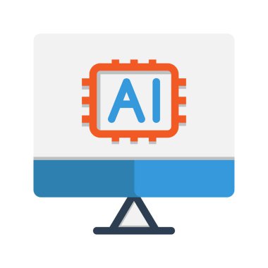 Monitör AI Düz Simge. Düzenlenebilir İnme Simgeleri. Web, mobil uygulamalar ve yazılım için kullanılabilir.