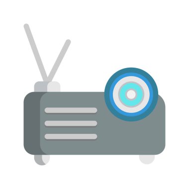 Projektör Düz Simgesi. Düzenlenebilir İnme Simgeleri. Web, mobil uygulamalar ve yazılım için kullanılabilir.