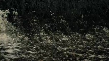 Nehrin karanlık suları. Sonbahar yağmurunun karanlık suları nehirleri sular altında bırakır. Şiddetli yağmurdan dolayı yağmur mevsiminde yol taşkınları