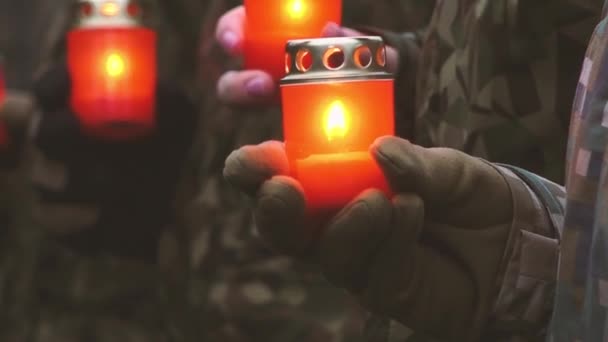 День Памяти Забыли День Памяти Свечами Памятные Свечи Зажжены Украинские — стоковое видео