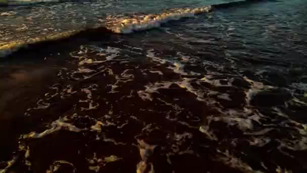 Donker Zeewater Herfst Rocky Kust Van Stille Oceaan Golven Van — Stockvideo