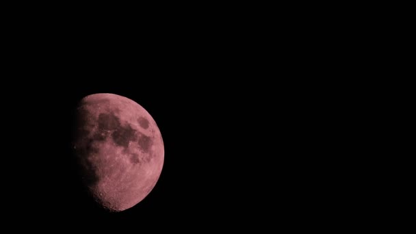 Полумесяц Быстро Движется Темном Небе Красная Полная Луна — стоковое видео