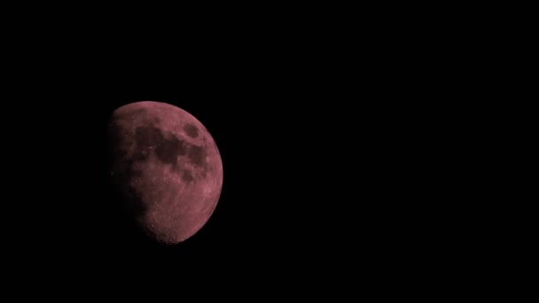 Półksiężyc Porusza Się Szybko Ciemnym Niebie Wilkołak Czerwony Pełnia Księżyca — Wideo stockowe