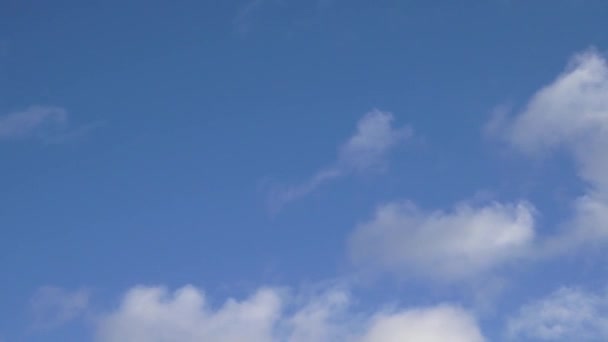 白色蓬松的积云在飘扬 在多云的冬日里快速移动着蓝天 蓝天白云 积云云雾的时间过去了 快速移动的白云和蓝天 — 图库视频影像