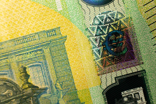 Cent Billets Euros Euro Money Macro Close Détails Individuels Euro — Photo