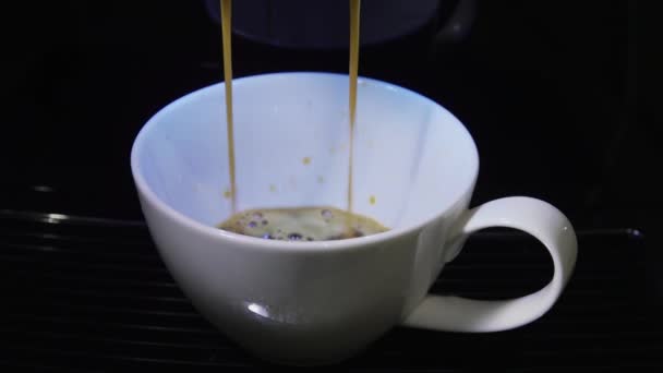 Bir Fincanı Dolduran Bir Kahve Makinesi Kahve Makinesiyle Kahve Yapmak — Stok video