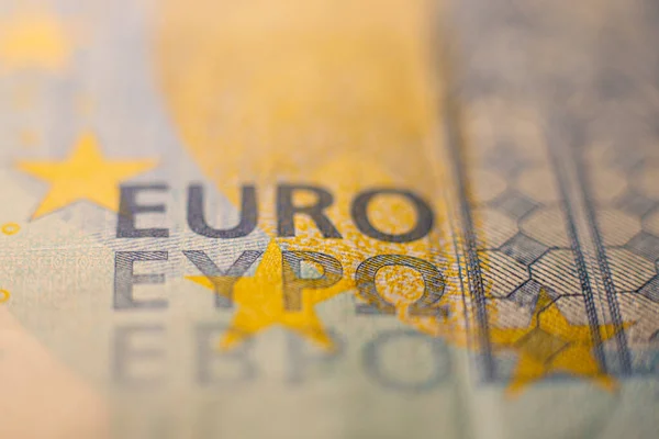 Банкнота Евро Макроденьги Евро Крупным Планом Отдельная Информация Наличных Евро — стоковое фото