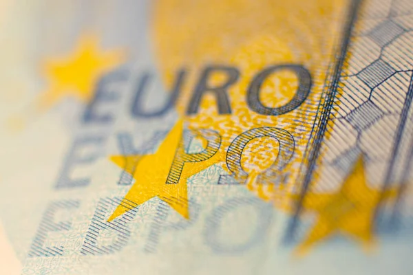 20ユーロ紙幣 ユーロマネーマクロのクローズアップ 20ユーロの名目価値を持つ欧州連合のユーロ現金に関する別の情報 経済的自由の概念のための貯蓄 — ストック写真
