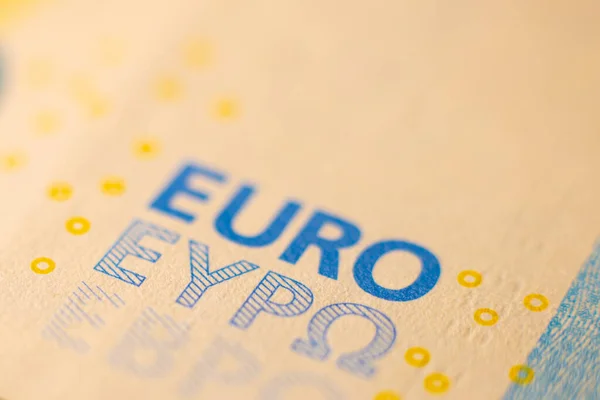 Банкнота Евро Макроденьги Евро Крупным Планом Отдельная Информация Наличных Евро — стоковое фото