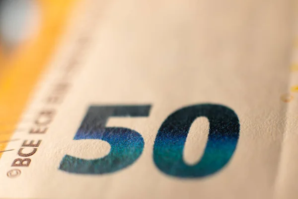 Uma Nota Euros Macro Close Euro Money Notícias Separadas Sobre — Fotografia de Stock