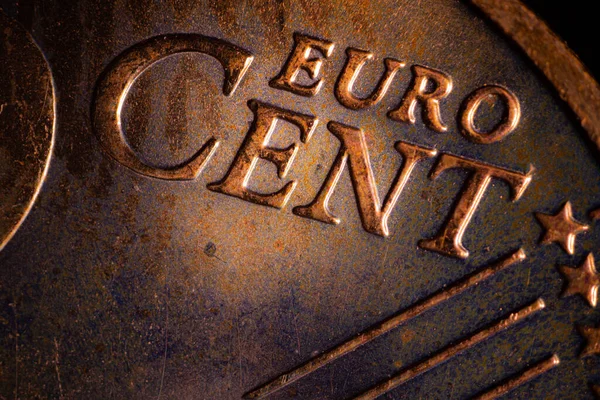 Close Uma Moeda Euro Close Moedas Euro Centavo Mudança Solta — Fotografia de Stock