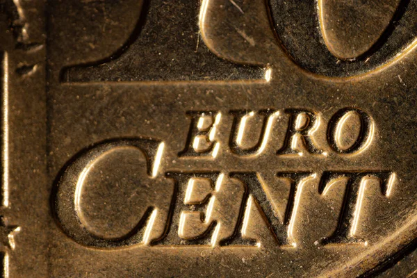 Close Uma Moeda Dez Cêntimos Euros Close Dez Moedas Euro — Fotografia de Stock