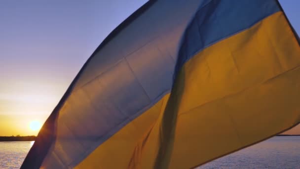 Україна Тлі Заходу Сонця Заході Сонця Біля Озера Яскраво Пурхає — стокове відео