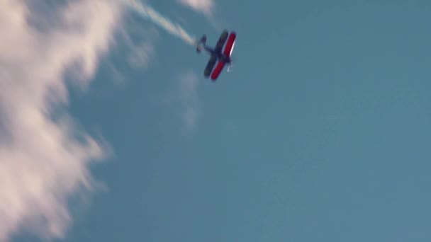 Частная Авиакатастрофа Небольшой Самолет Время Аэробатического Моделирования Отказ Авиационного Двигателя — стоковое видео