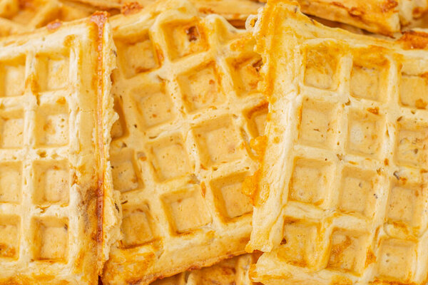 Cheese waffles for snacks. Waffles With spices, salty snacks