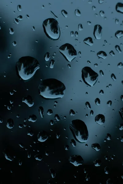 Gotas Agua Sobre Vidrio Gotas Lluvia Vidrio Del Coche Thunderstorm —  Fotos de Stock