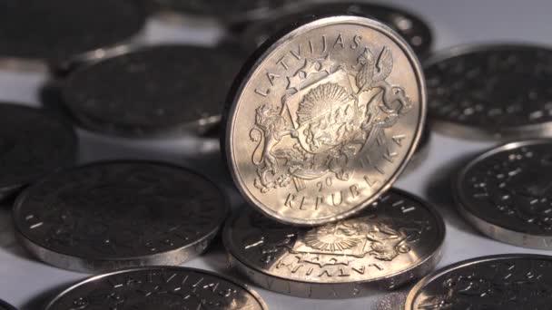 Monnaies Lettones Lat Pièces Monnaie Lats Avant Euro Pièces Avec — Video