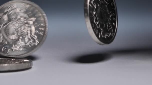 Latvia Satu Koin Lat Koin Jatuh Sebelum Euro Koin Dengan — Stok Video