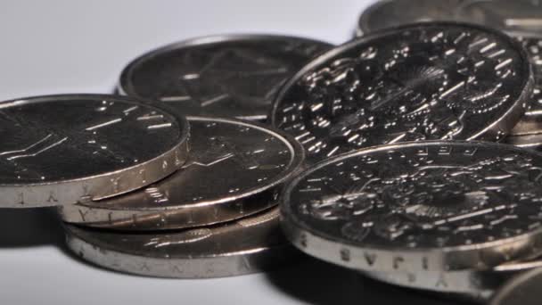 Łotewskie Monety Monety Lats Przed Euro Monety Odrobiną Historii — Wideo stockowe
