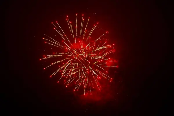 Πυροτεχνήματα Της Πρωτοχρονιάς Στον Ουρανό Πυροτεχνήματα Στο Σκοτεινό Ουρανό — Φωτογραφία Αρχείου