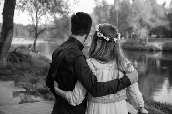 Braut Und Bräutigam Strahlen Glück Und Liebe Zeremonie Aus Ein — Stockfoto