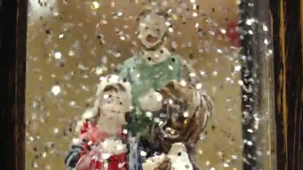 Boule Neige Verre Noël Avec Bonhomme Neige Père Noël Flocons — Video