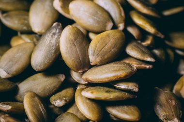 Büyük bir yığın içinde Hulk kabak tohumları. Balkabağı tohumları