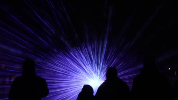 Outdoor Laser Lichtshow Laserbundellichten — Stockvideo