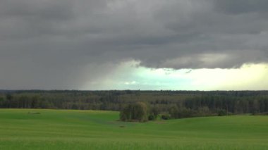 Karanlık ve güçlü bir fırtına hızla yaklaşıyor, gökyüzünü derin ve uğursuz bir gölgeye çeviriyor. Dramatik bulutlar hızla yaklaşıyor, yaklaşan havanın şiddetini gösteriyor..