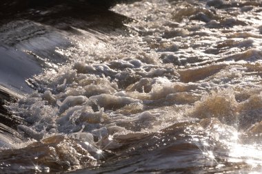 Güneş ışığı dalgalanan sudan yansıyarak büyüleyici bir yıldız patlaması etkisi yaratır. Parlak, kesişen ışık ışınları su yüzeyinde rüya gibi ve soyut bir desen oluşturur..