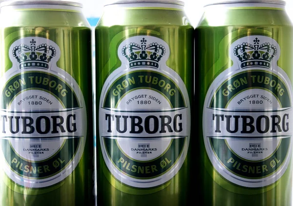 Tuborg Latas Cerveza Vista Cerca —  Fotos de Stock