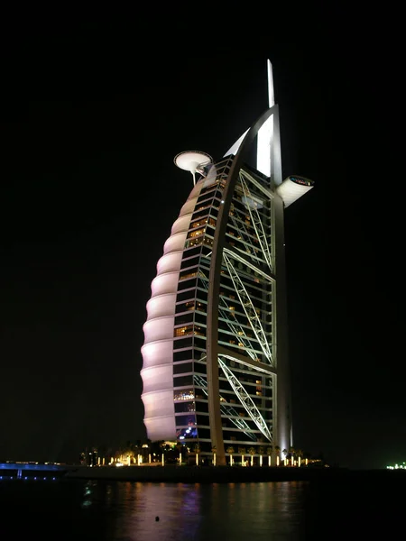 Hôtel Burj Arab Dubaï Vue Nuit — Photo