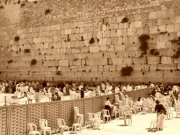 Gente Muro Occidental Jerusalén Famoso Hito — Foto de Stock