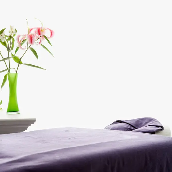 Massage table at spa